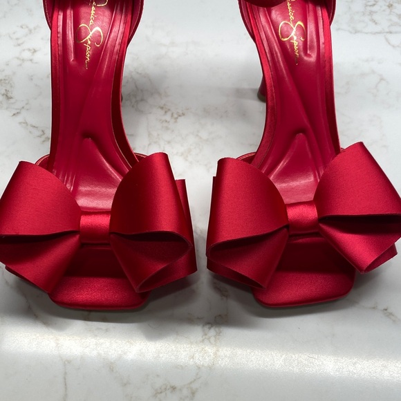 Pink Jessica Simpson Heels | Satin Bow Ankle Strap Stilettos | Party | Size 6.5 - Picture 9 of 12